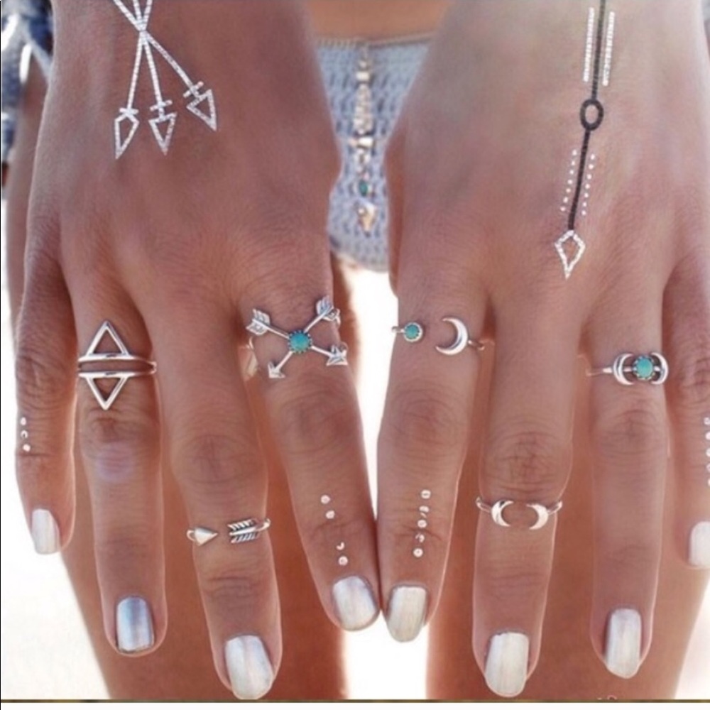 Silver Boho Midi Rings